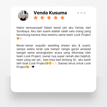 Google review of Look Project Wedding Organizer by Venda Kusuma Apsari thumbnail