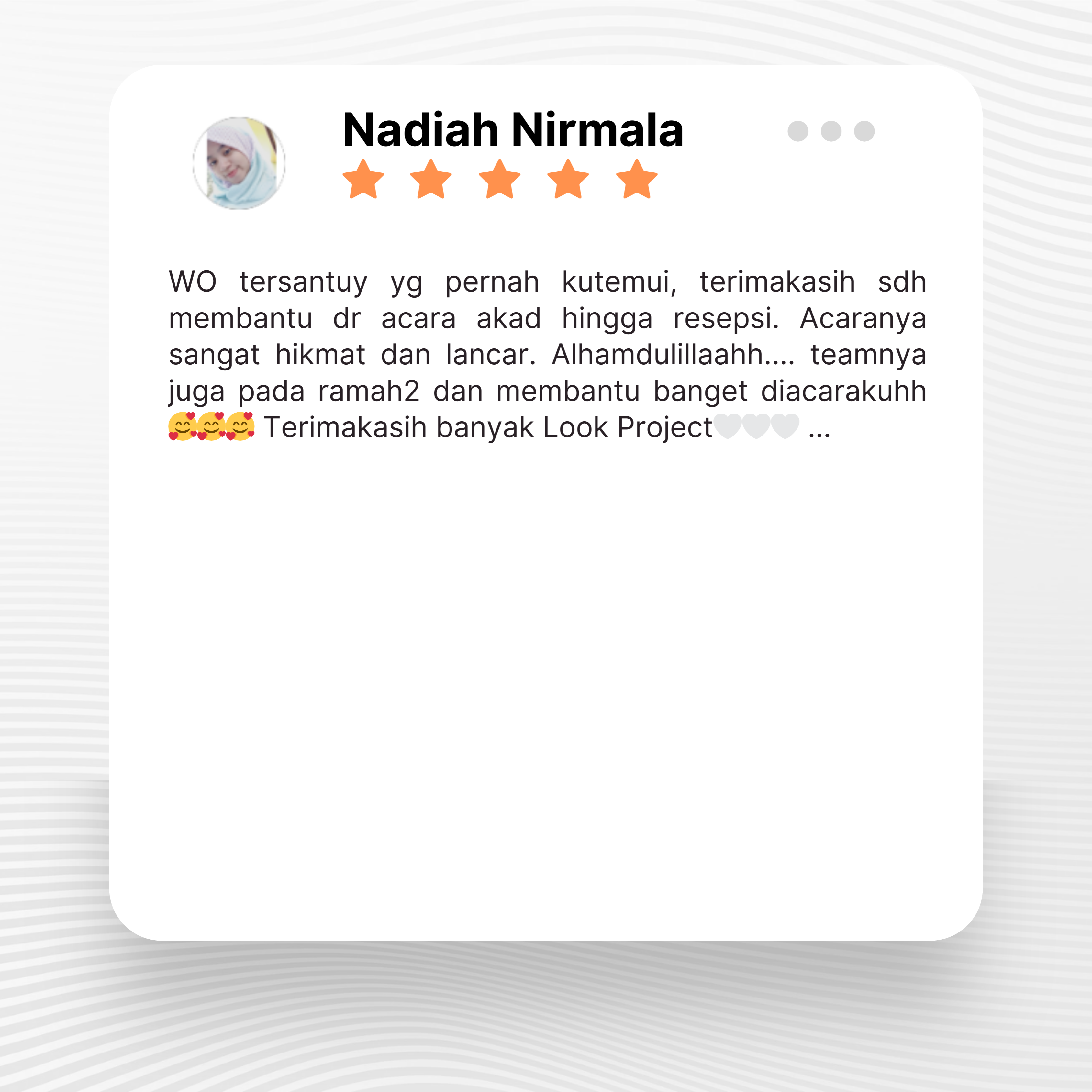 Google review of Look Project Wedding Organizer by Nadia Nirmala thumbnail