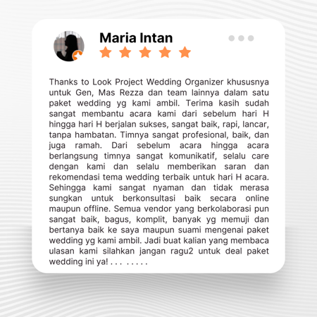 Google review of Look Project Wedding Organizer by Maria Intan thumbnail