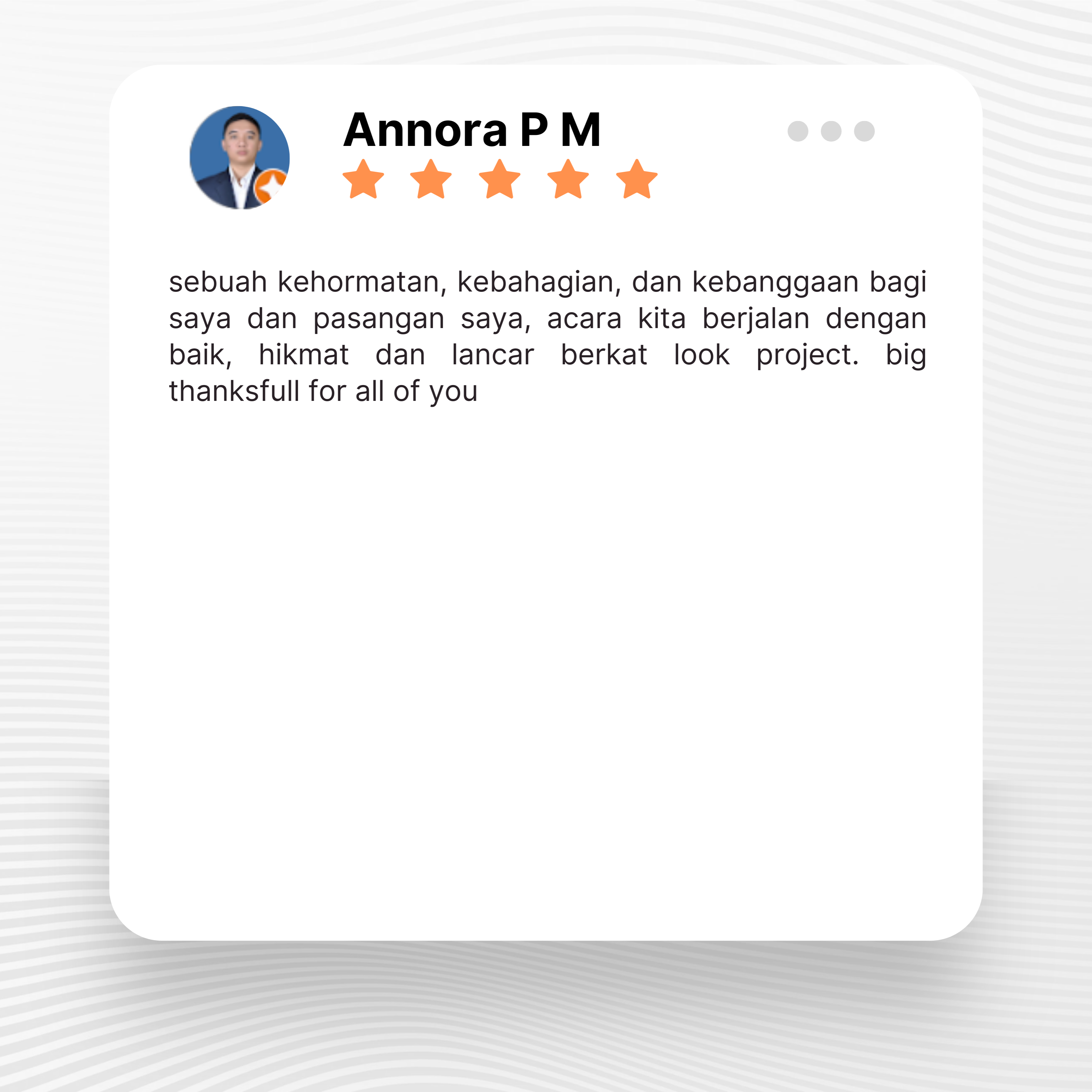 Google review of Look Project Wedding Organizer by Annora P Mianto thumbnail