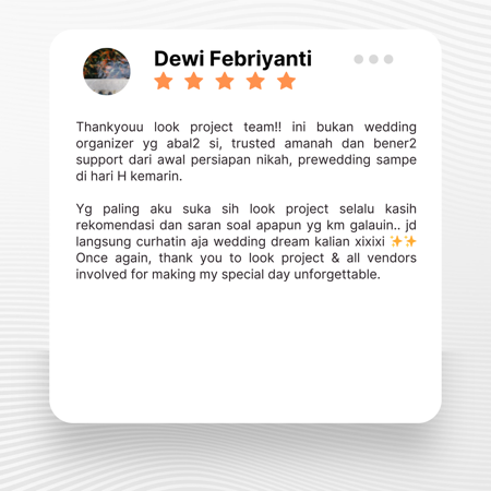 Google review of Look Project Wedding Organizer by Dewi Febriyanti thumbnail