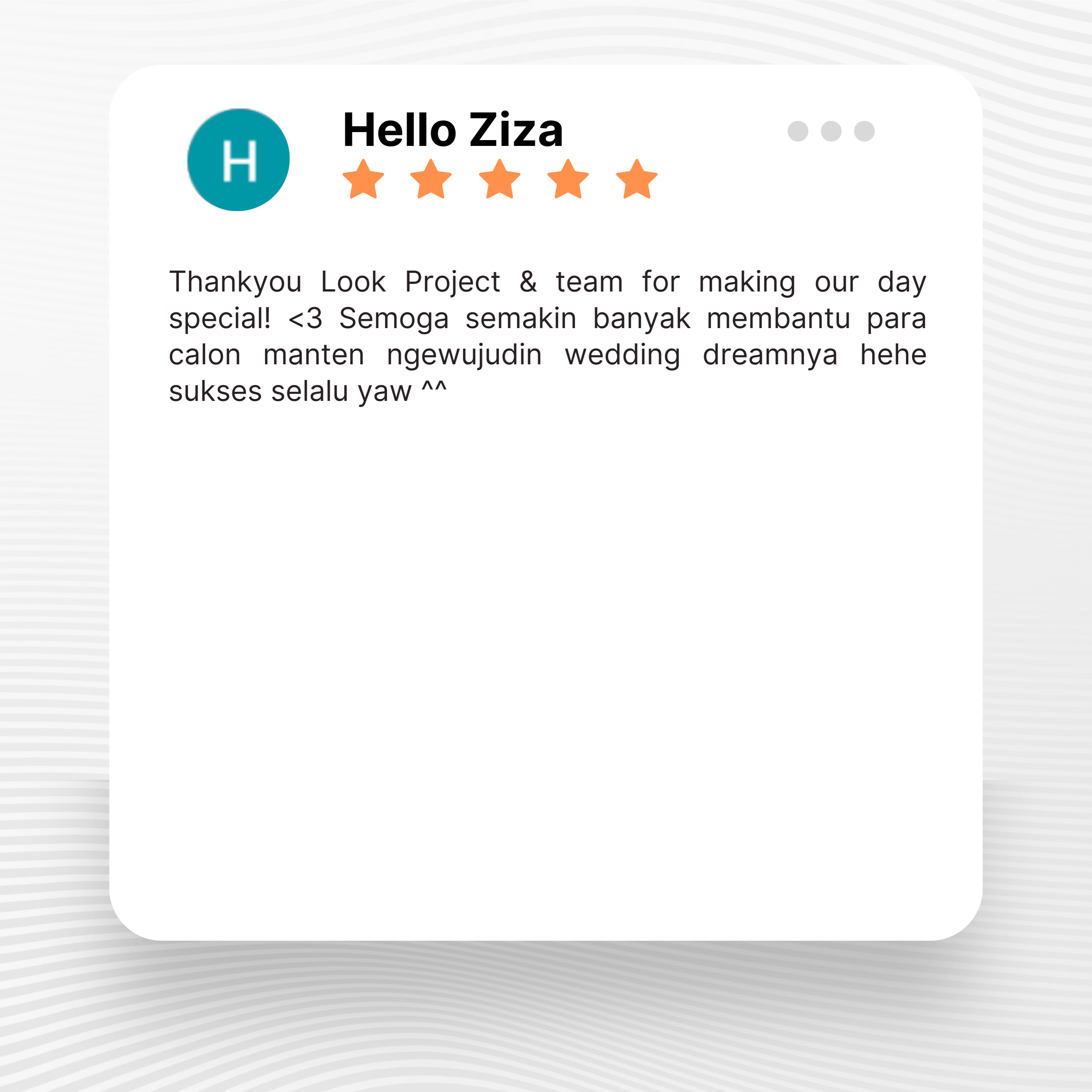 Google review of Look Project Wedding Organizer by Hello Ziza thumbnail
