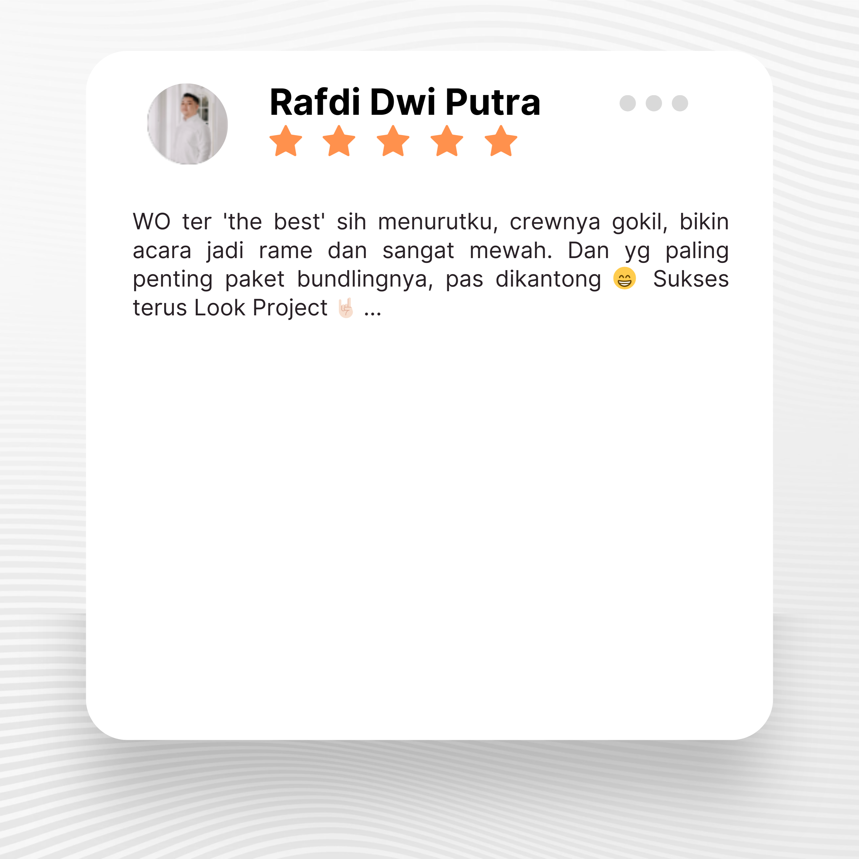 Google review of Look Project Wedding Organizer by Rafdi Dwi P thumbnail