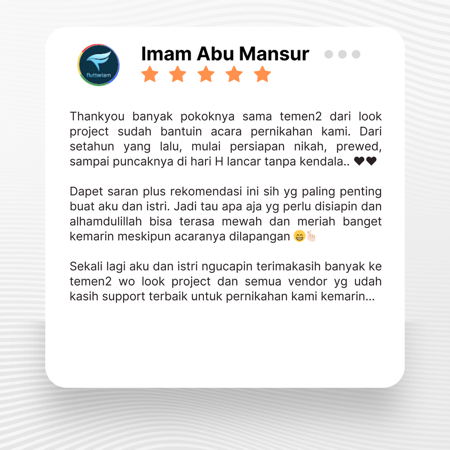 Google review of Look Project Wedding Organizer by Imam Abu Mansur thumbnail