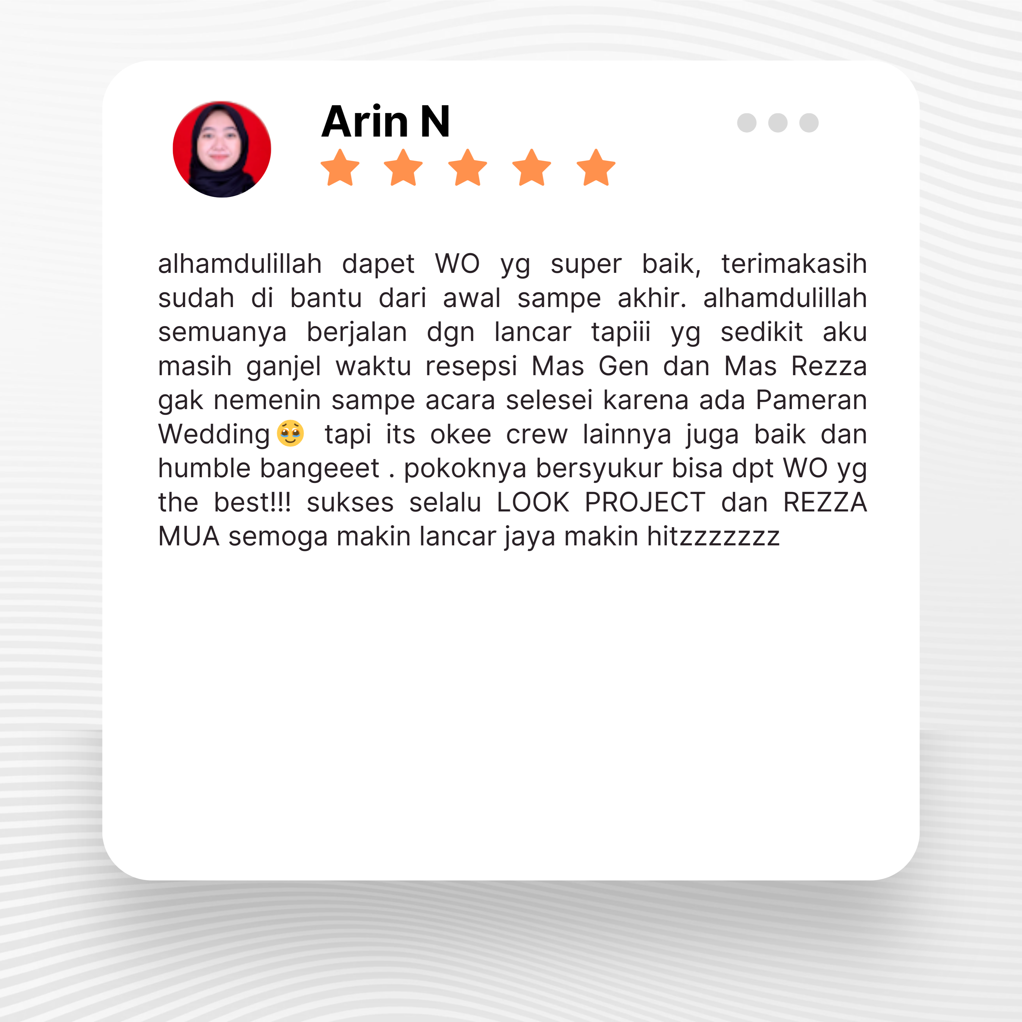 Google review of Look Project Wedding Organizer by Arin Nawatitalyani thumbnail