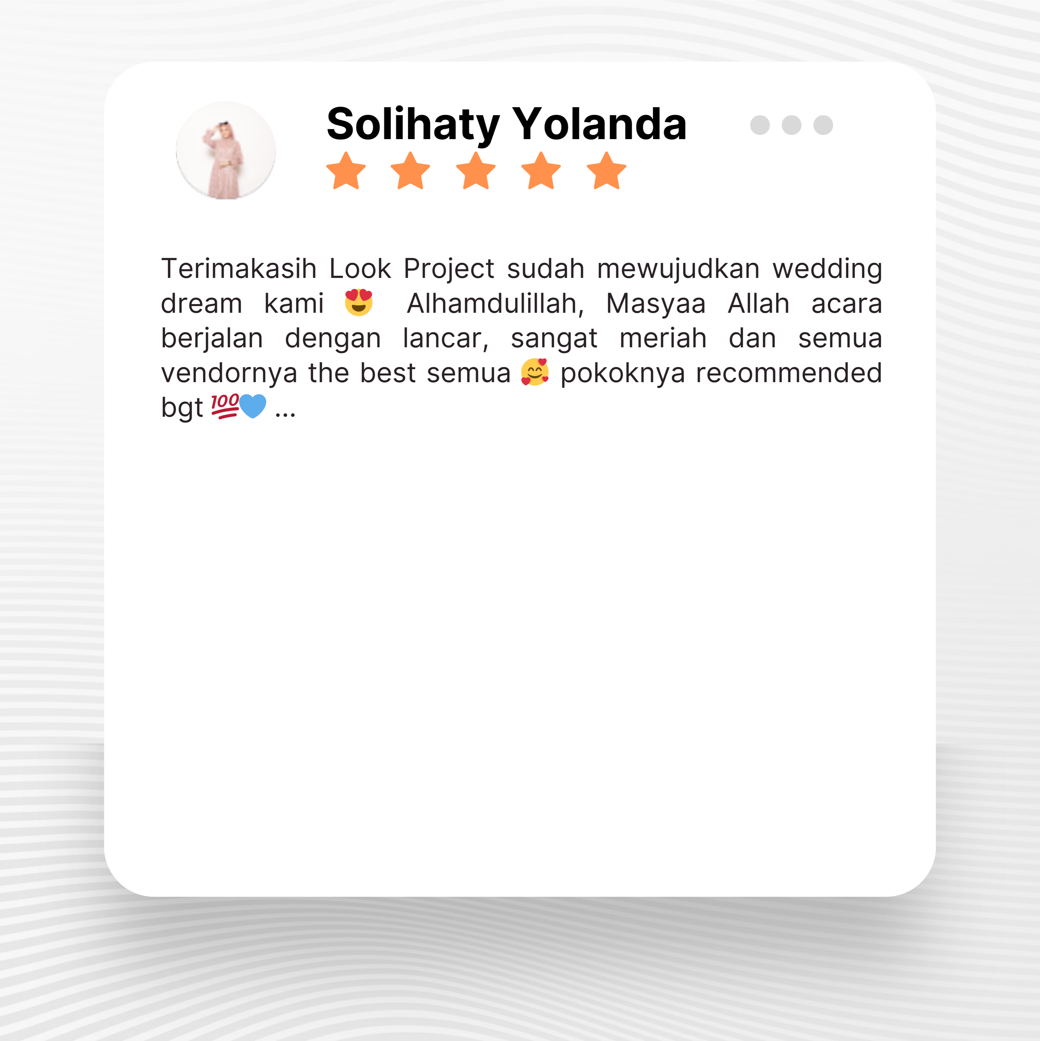Google review of Look Project Wedding Organizer by Solihaty Yolanda thumbnail