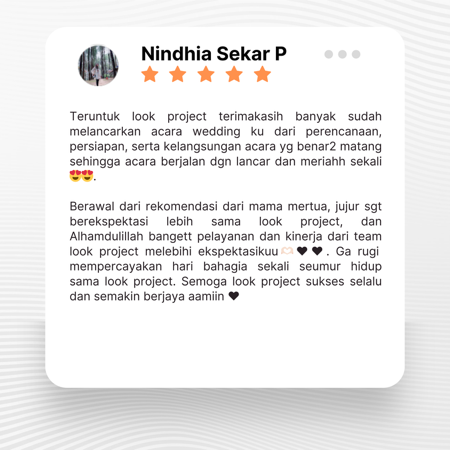 Google review of Look Project Wedding Organizer by Nindhia Sekar Prameswari thumbnail