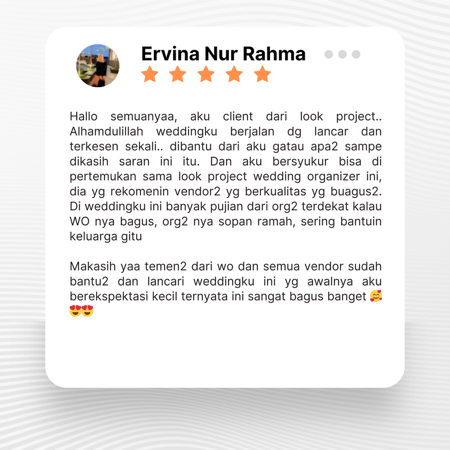 Google review of Look Project Wedding Organizer by Ervina Nur Rahmah Indah F thumbnail