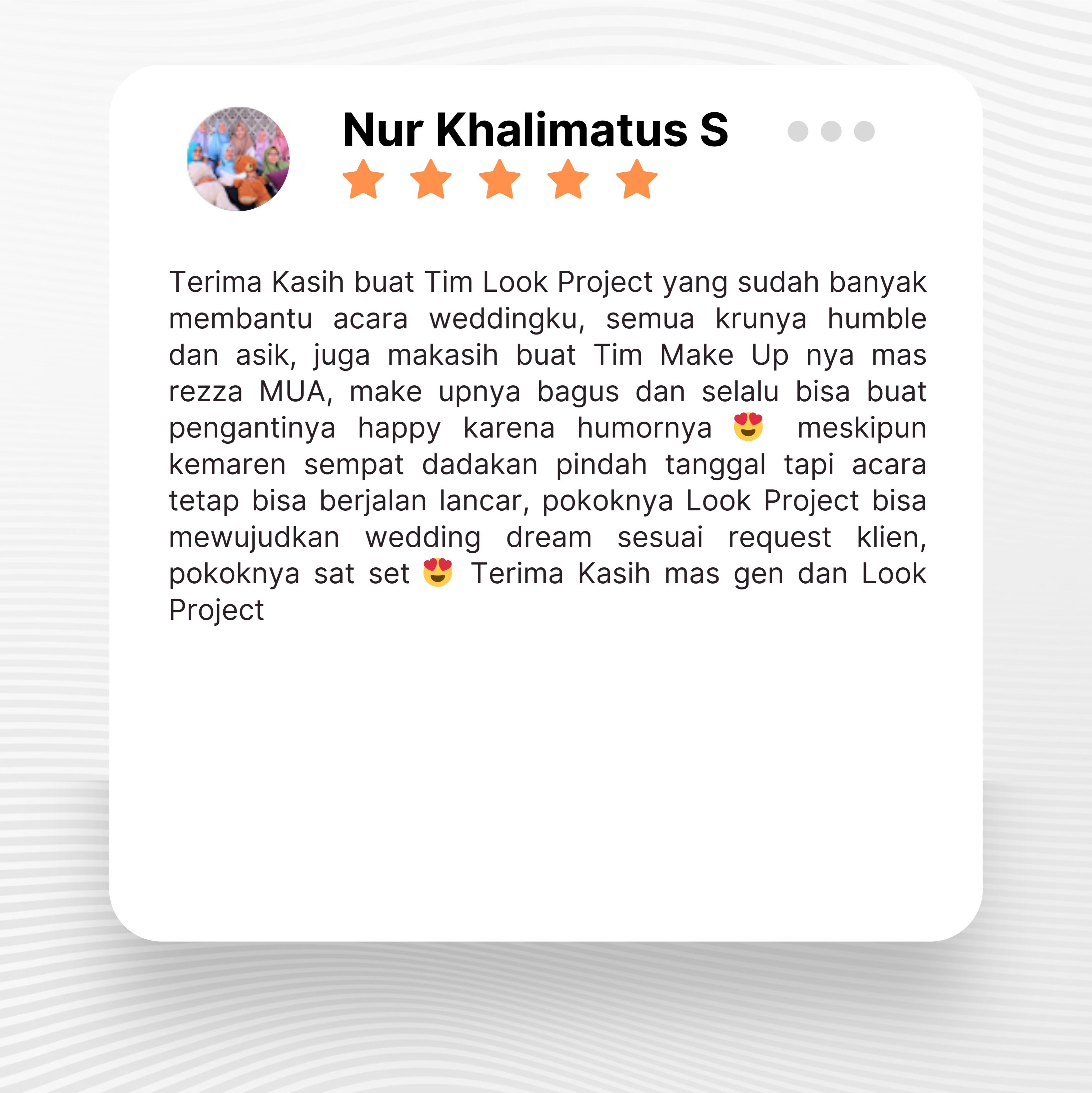 Google review of Look Project Wedding Organizer by Nur Khalimatus S thumbnail