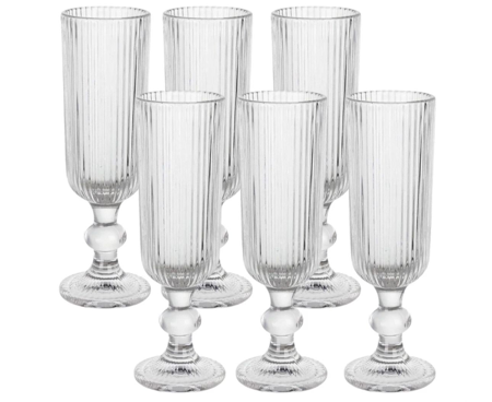 Jogo de Taças Caneladas Champanhe  thumbnail