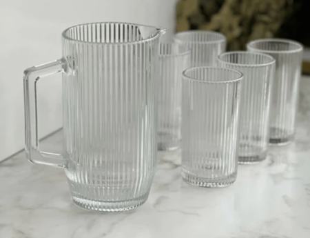 Jogo Jarra + 6 Copos Canelados thumbnail