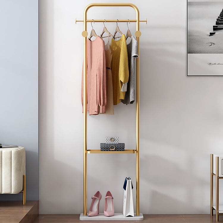 66" Modern Freestanding Rail Cloth Rack with Marble Base | Homary  thumbnail