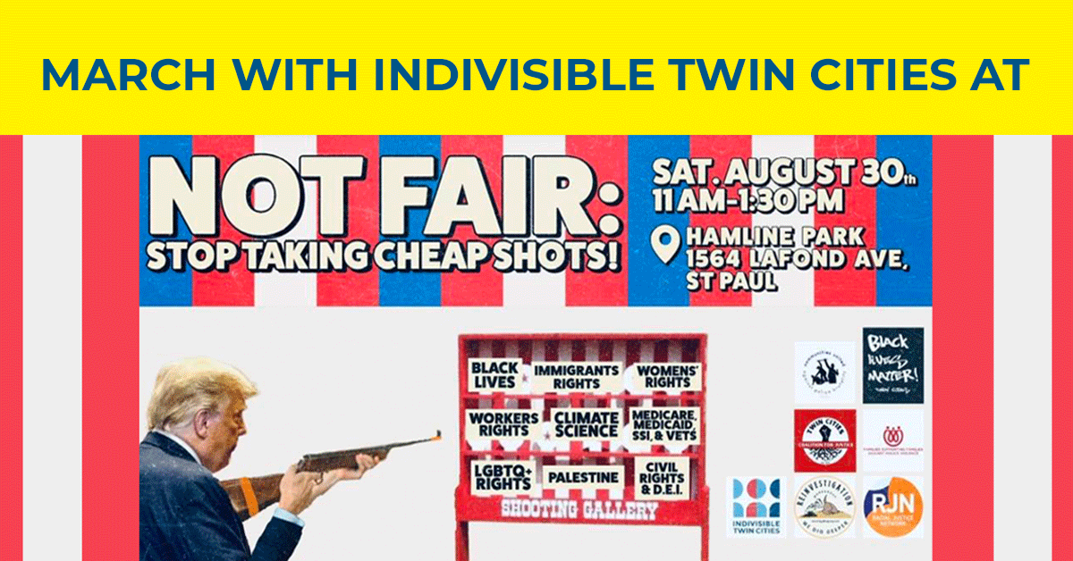 Not Fair: Stop Taking Cheap Shots Rally - March with Indivisible Twin Cities · Indivisible Twin Cities thumbnail