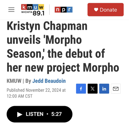 Kristyn Chapman unveils 'Morpho Season,' the debut of her new project Morpho thumbnail