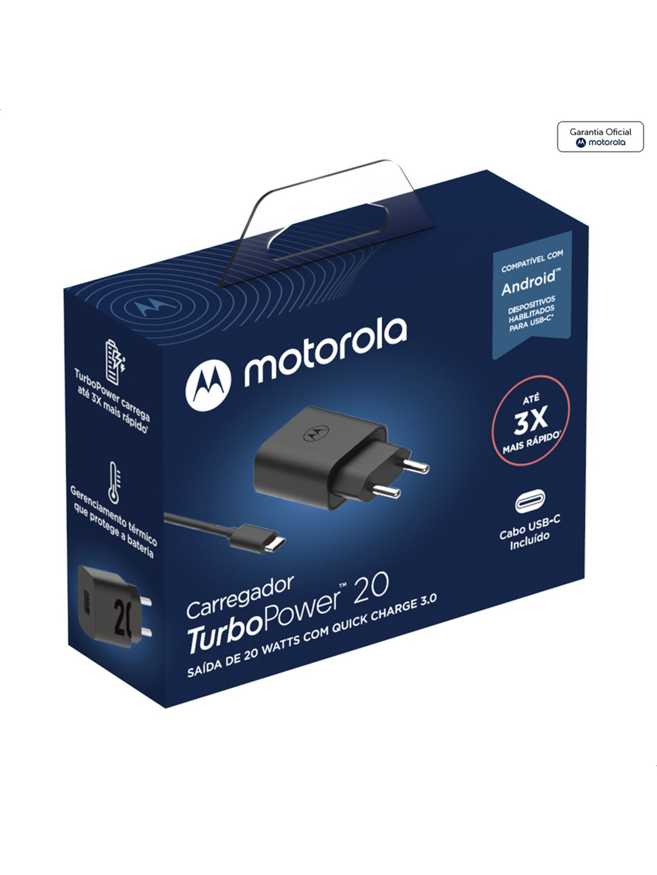 Carregador De Parede Motor- Turbo Power 20w - Cabo Usb-C thumbnail