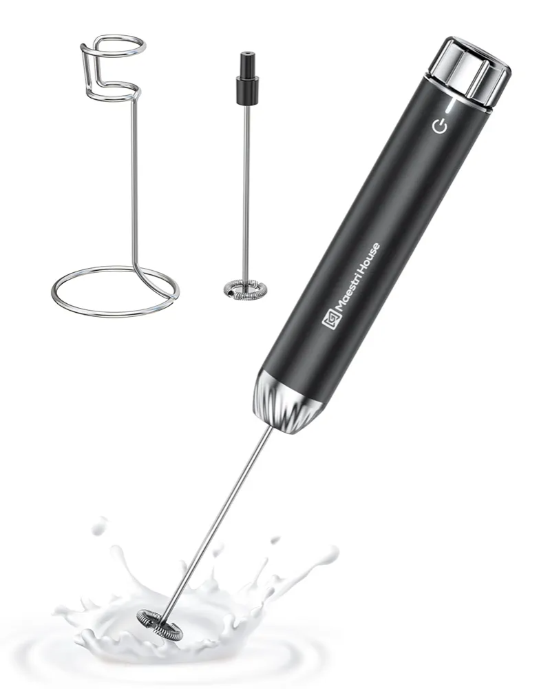 Amazon.com: Maestri House Rechargeable Milk Frother with Stepless Speed Control, LunaFro Max Handheld Electric Foam Maker Waterproof Drink Mixer Foamer with Stand & Detachable Whisks for Lattes, Cappuccino: Home & Kitchen thumbnail