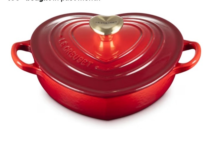 Amazon.com: Le Creuset Enameled Cast Iron Traditional Shallow Heart Cocotte, 1.25 Qt., Cerise Light Gold Heart Knob: Home & Kitchen thumbnail