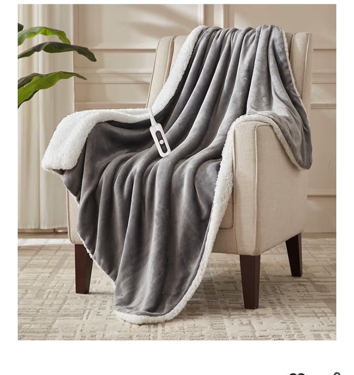 Amazon.com: SNUGSUN Heated Blanket Throw Size, Soft and Cozy Electric Heating Blanket for Bed, Automatic Safety System 6 Heating Levels & 4 Hours Auto-Off Gift for Grandma,50" x 60" London Grey : Home & Kitchen thumbnail