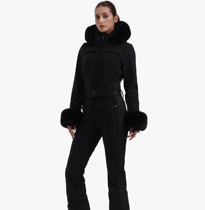 GSOU SNOW Womens Ski Suit One Piece Snowsuit Snowboard Jacket Slim Snow Jumpsuit Faux Fur Ski Outfit Waterproof thumbnail