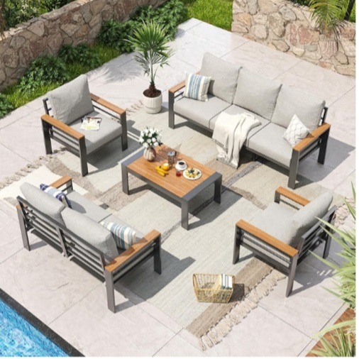Aoxun Aluminum Patio Furniture Set 7 Seats, Oversized Outdoor Sectional with Washable Thick Cushions, Coffee Table and Waterproof Cover, Patio Conversation Sets for Porch, Balcony, Deck Amazon's Choice 1 sustainability feature 400+ bought in past month thumbnail