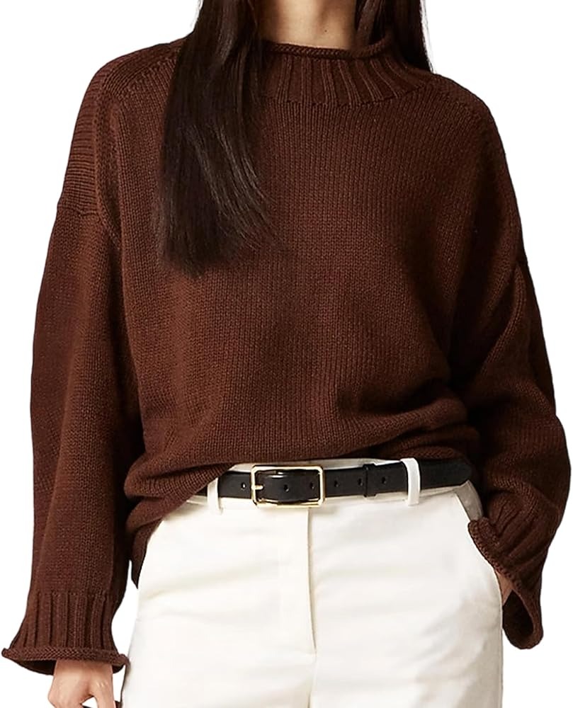 UNCLECAT Womens Oversized Sweater 2025 Fall Trendy Fuzzy Crew Neck Long Sleeve Casual Tunic Sweaters Army Green at Amazon Women’s Clothing store thumbnail