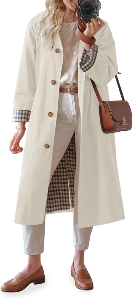 Amazon.com: Tankaneo Womens Long Trench Coat Single Breasted Oversized Windproof Overcoat Fashion Outerwear : Clothing, Shoes & Jewelry thumbnail