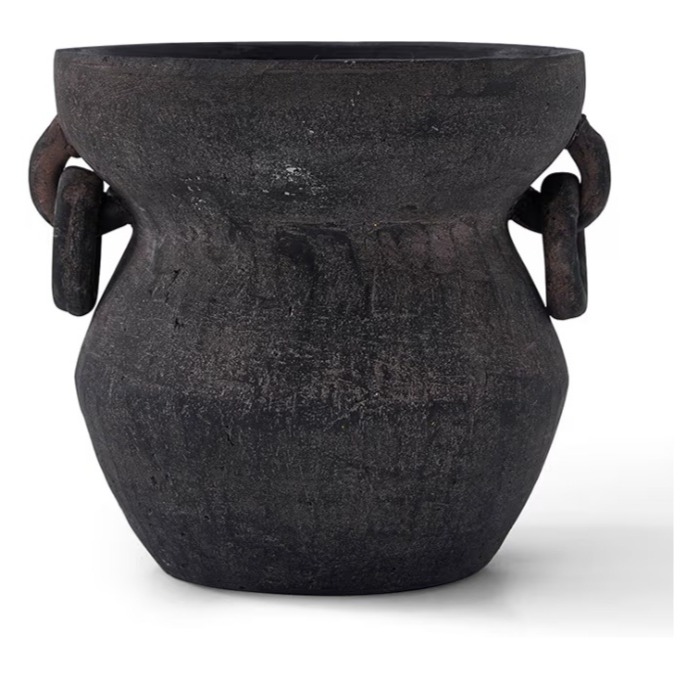 MIYUKI Rustic Vase for Home Decor, Decorative Pottery Terracotta Vase for Living Room, Table, Shelf, Handcraft Vintage Ceramic Vase 6.7in H x 8.2in W (Black) 50+ bought in past month thumbnail