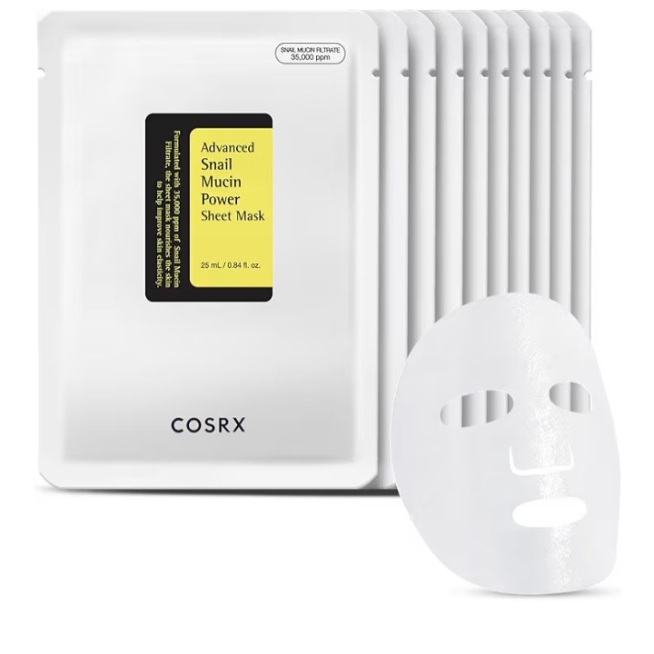4.74.7 out of 5 stars(3,800)  COSRX Snail Mucin Sheet Mask 10 EA with Snail Mucin Serum, Self Care, Face Masks for Dry, Sensitive Skin, Not Tested on Animals, No Parabens, No Sulfates, Korean Skin Care  Amazon's Choice  6K+ bought&nbsp;in past month thumbnail