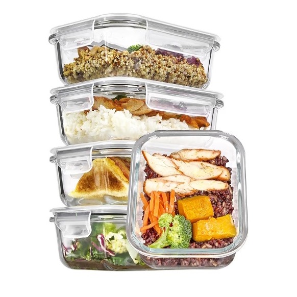 Amazon.com: Vtopmart 5Pack 22oz Glass Storage Containers with Lids, Glass Meal Prep Food Container Sets with Snap Airtight Lids for Microwave, Oven, Freezer and Dishwasher, Grey: Home & Kitchen thumbnail