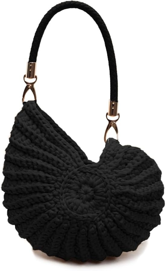 Handmade Crochet Seashell Purse with Pearl Chain Summer Woven Handbag Small Shell Crossbody Beach Bag thumbnail