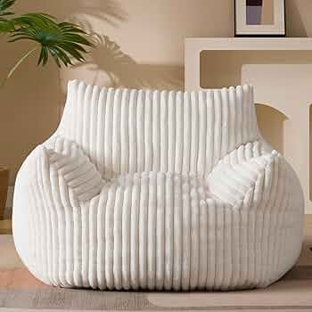 Amazon.com: Giant Plush Bean Bag Chair for Adults with Armrests - Oversized Comfy Beige Beanbag Lounge Lazy Floor Sofa Accent Chair for Living Room, Bedroom & Dorm, Cozy Fluffy Single Cloud Mini Couch : Home & Kitchen thumbnail