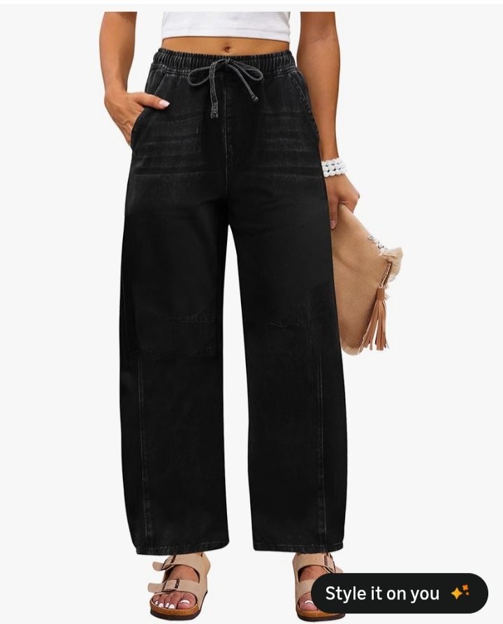 ANRABESS Women Barrel Jeans High Waisted Wide Leg Drawstring Denim Pants Y2K Baggy Loose Fit Trouser Jeans with Pockets thumbnail