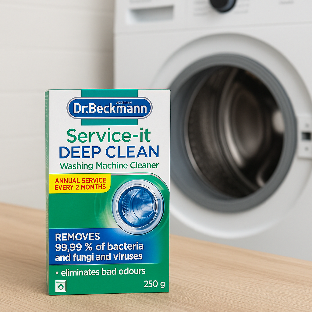 4.44.4 out of 5 stars(20,746)  Dr. Beckmann Service-it Deep Clean Washing Machine Cleaner | Removes 99,99 % of bacteria and fungi and viruses | eliminates bad odours | 250 g  Amazon's Choice  40K+ bought&nbsp;in past month thumbnail