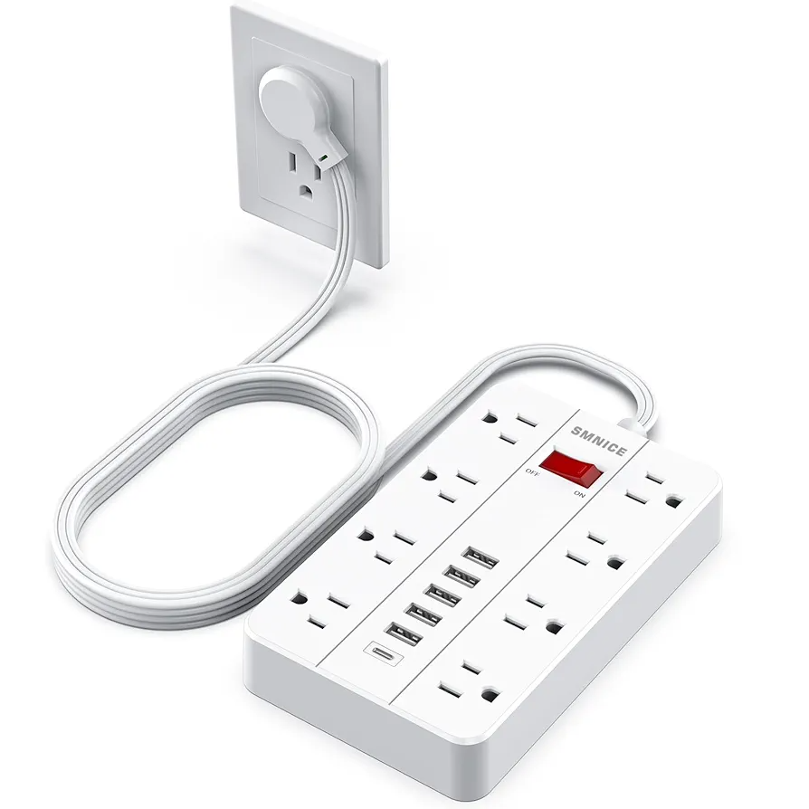 Amazon.com: SMNICE Power Strip with USB,Surge Protector Flat Plug with 8 Widely Spaced Outlets and 6 USB Ports(1 USB C), 5ft Extension Cord Wall Mountable Phone Tablet Laptop Computer Multiple Devices : Electronics thumbnail