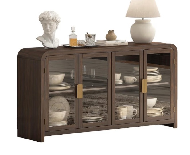 Oak&Sparrow Oak Sideboard Buffet Cabinet with Storage, 60'' Boho Buffets & Sideboards with Adjustable Shelves, Sideboard Cabinet with 4 Glass Doors for Living Room, Hallway & Kitchen  Amazon's Choice thumbnail