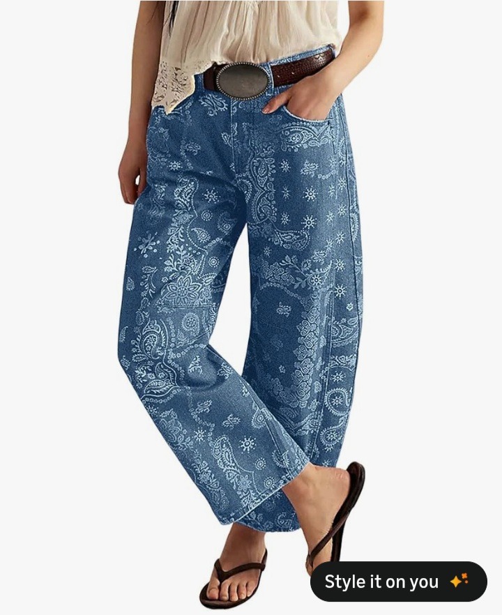 SHEWIN Women's Wide Leg Jeans High Waisted Baggy Jeans Stretchy Drawstring Denim Pants  50+ bought&nbsp;in past month thumbnail