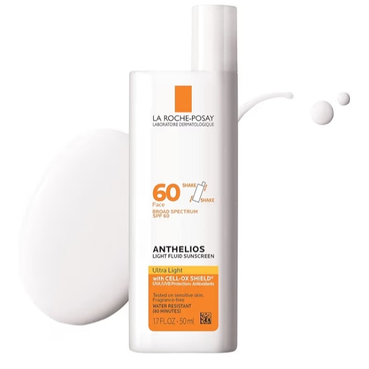 La Roche-Posay Anthelios Light Fluid Facial Sunscreen SPF 60, Lightweight Sunscreen For Face, Fluid Texture, Broad Spectrum SPF + Antioxidants, Oil Free & Oxybenzone Free, Travel Size 1.7 Fl. Oz.  Amazon's Choice thumbnail