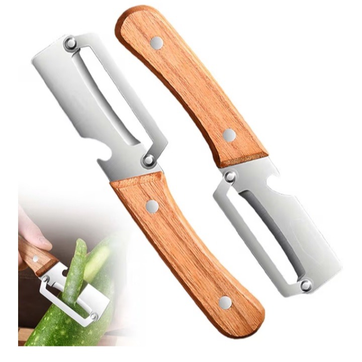 Multi-Functional Vegetable Peeler for Kitchen, 2026 New Stainless Steel Peeler with Wooden Handle and Bottle Opener, Kitchen Tool for Fruit Veggie Pumpkin, Gifts for Mom (2PCS)  1K+ bought&nbsp;in past month thumbnail