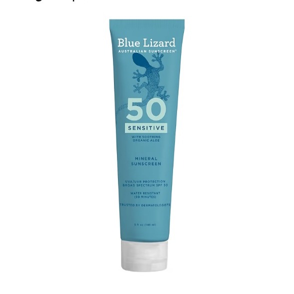 Blue Lizard Sensitive Mineral SPF 50 Sunscreen Lotion, 100% Mineral Sunscreen, UVA/UVB Protection, Infused with organic Aloe Vera, Soothes and Hydrates, 5 fl oz  UVAUVB Protection, Water Resistant, Sensitve, with Zinc Oxide, 50+  Amazon's Choice  30K+ bought&nbsp;in past month thumbnail