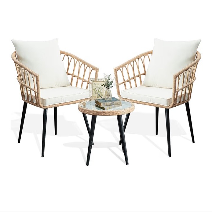 3 Piece Patio Bistro Set, Outdoor Wicker Apartment Balcony Furniture Sets, Rattan Table and Chairs Set of 2 for Porch Backyard Lawn Poolside Deck, Beige Amazon's Choice 600+ bought in past month thumbnail