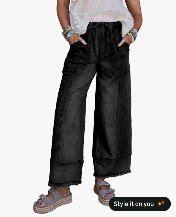 loveimgs Women Boyfriend Baggy Barrel Jeans Floral Print Denim Ankle Pants Wide Leg Mid Rise Jeans Sweatpants Y2k Patchwork thumbnail