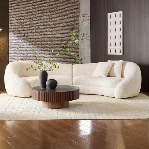 Amazon.com: KEIKI 126" Curved Oversized Boucle Sectional Sofa with Love Heart Design, Modern 5-Seater Polyester Couch with 2 Decorative Pillows and Rolled Arms, Easy Assembly, for Apartment, Living Room, White : Home & Kitchen thumbnail