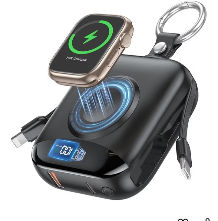 Portable Charger, 10000mAh 22.5W Fast Charging Power Bank with Built-in Cables, Travel Essentials Battery Pack with LED Display for iPhone, Portable iWatch Charger for 11/10/9/8/7/6/5/4/SE/Ultra Black  Amazon's Choice  500+ bought&nbsp;in past month thumbnail