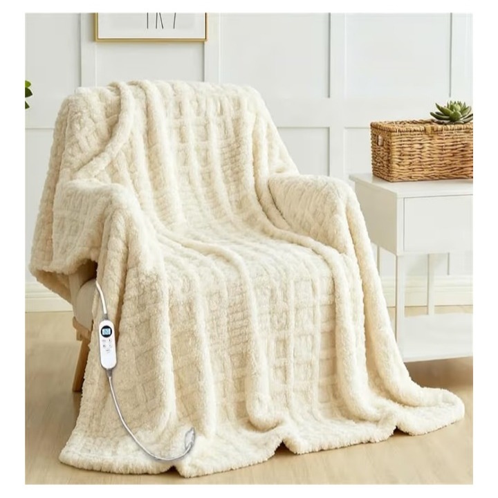 Heated Blanket Electric Throw, 50"X60" Waffle Heating Blanket with 12 Heat Levels, Fast Heating Blanket with 1-12 Timer Settings, Overheat Protection with ETL & FCC for Home Office Sofa (Milky White)  600+ bought&nbsp;in past month thumbnail