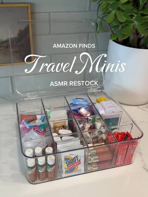 Travel Minis Restock ✈️🪒🩵 #travelminis #minibeautyproducts #travelasmr #restockvideo #asmrrestock #restockingasmr #resto