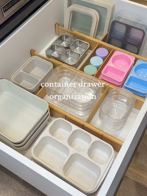 Organize my tupperware container drawer with me - organizing every space in my kitchen until it’s perfection 😅 #kitchend