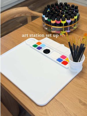 Restocking my art station to paint pumpkins with my daughter 🎨 🎃 #artstation #pumpkinpainting #artmat #paintbrushcleaner