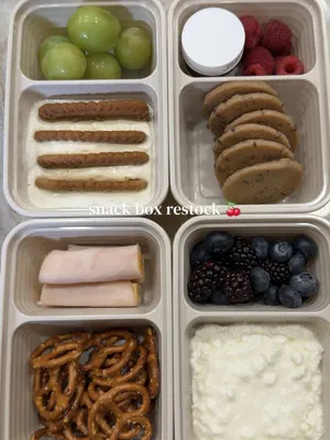 Weekly snack pack box restock for my kids lunch! 🥨🧀🫐 #kidssnackideas #snackpack #snackrestock #snackcontainer #adultlunc
