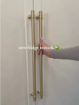 Restock my new fridge with me 🍇🍏🧀 these organizers & containers are key to keeping the refrigerator tidy ✨ #fridgeorgani