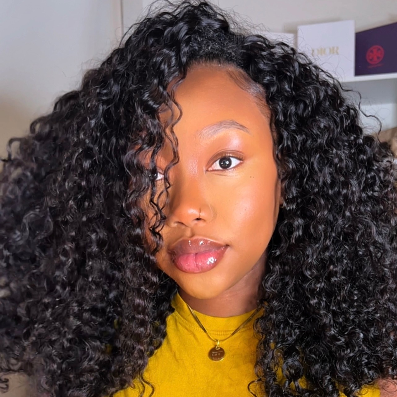 ISEE New In Burmese Curly Half Wig InvisiFit Strap Human Hair Wear Go Glueless Wig for Beginners thumbnail